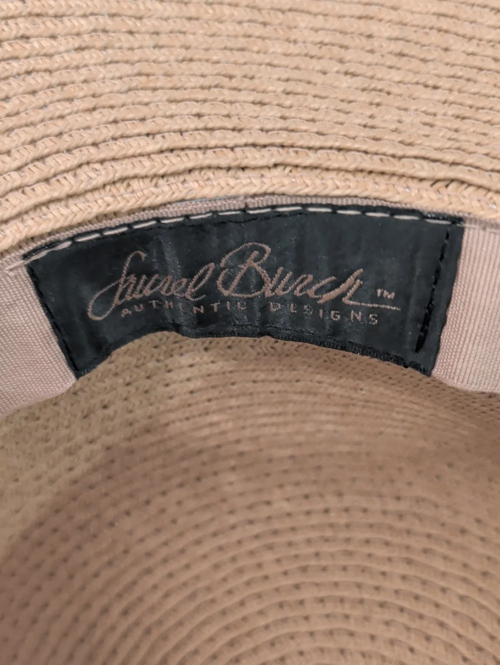 Laurel Burch Brim Straw Sun Hat with Decorative Scarf - Beige